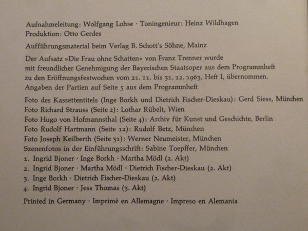 Richard Strauss : Die Frau Ohne Schatten (4xLP, RP, Aut + Box, Boo)