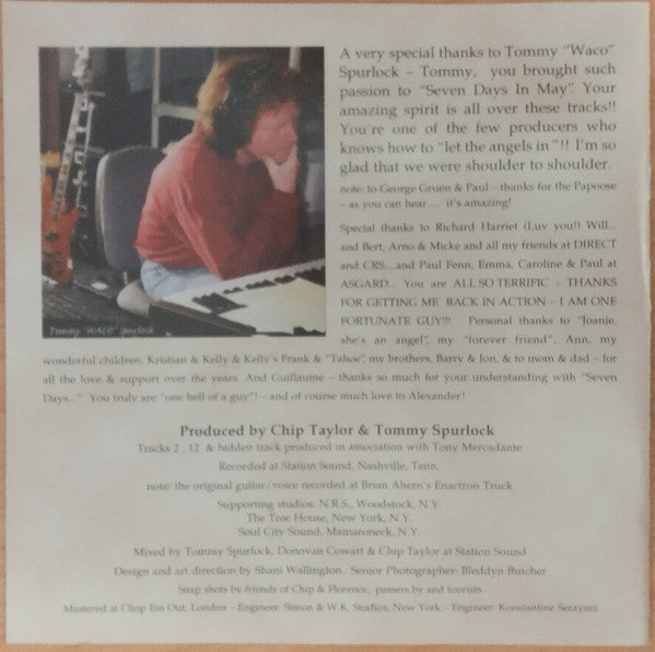 Chip Taylor : Seven Days In May... A Love Story (CD, Album)