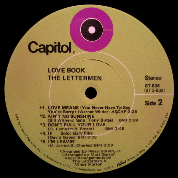 The Lettermen : Love Book (LP, Album, Los)