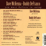Dave McKenna, Buddy DeFranco : You Must Believe in Swing (CD, Album)