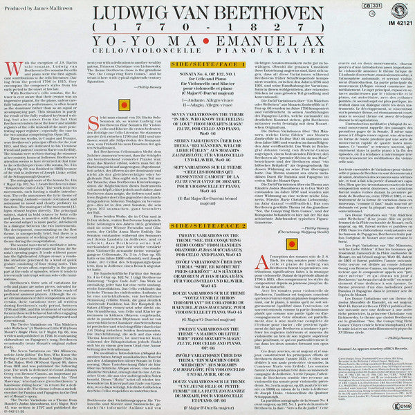 Ludwig van Beethoven, Yo-Yo Ma, Emanuel Ax : Sonata No. 4, Op. 102, No. 1 (LP)