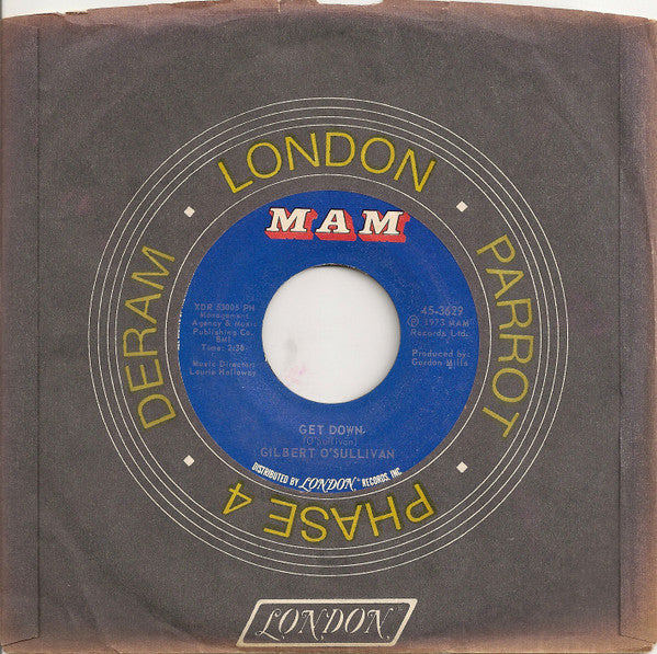 Gilbert O'Sullivan : Get Down (7", Single, Styrene, PH )