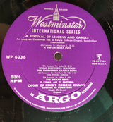 The King's College Choir Of Cambridge Directed By Boris Ord : A Festival Of Lessons And Carols (LP, Mono)