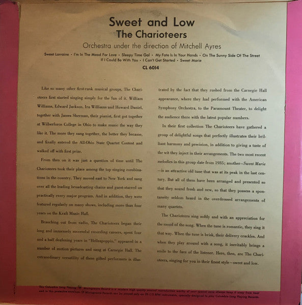 The Charioteers : Sweet And Low (10")