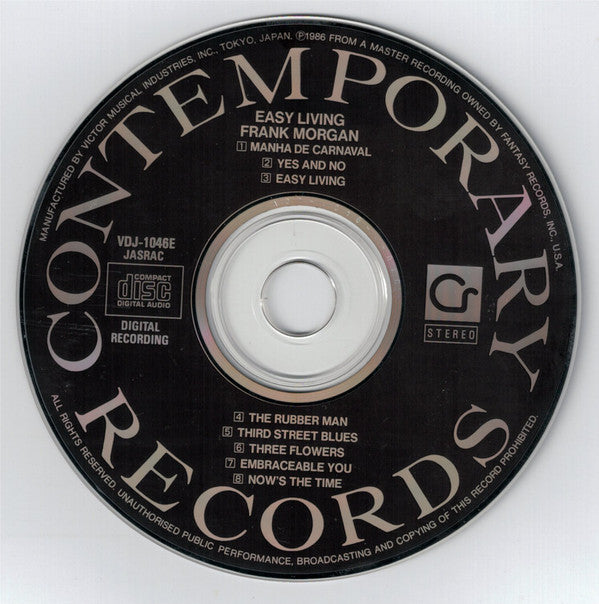 Frank Morgan With Cedar Walton Trio : Easy Living (CD, Album, RE)
