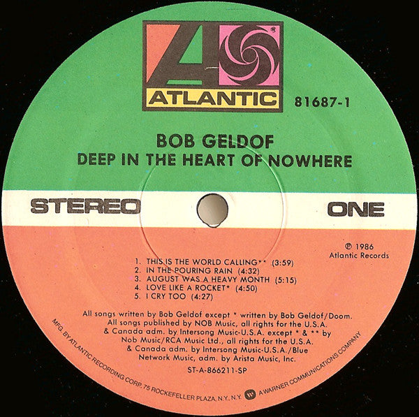 Bob Geldof : Deep In The Heart Of Nowhere (LP, Album)