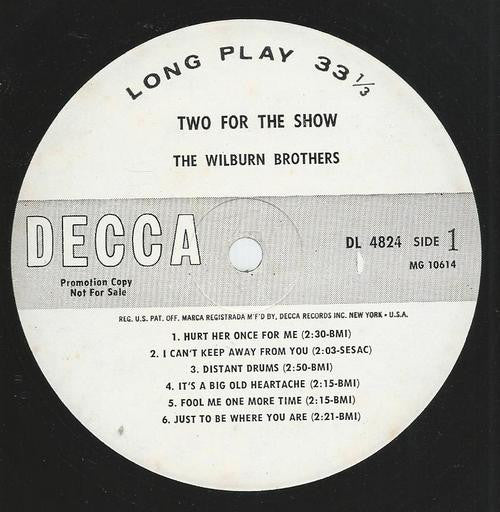 The Wilburn Brothers : Two For The Show (LP, Mono, Promo)