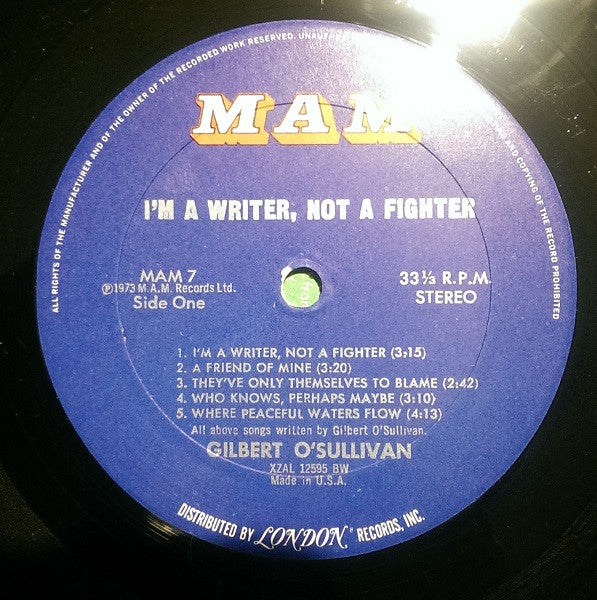 Gilbert O'Sullivan : I'm A Writer, Not A Fighter (LP, Album, Bes)