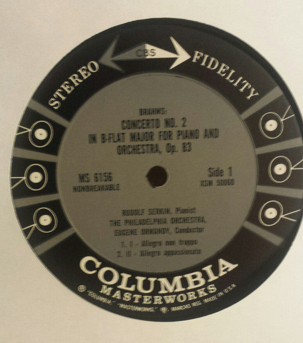 Rudolf Serkin / Johannes Brahms, The Philadelphia Orchestra / Eugene Ormandy : Piano Concerto No. 2 (LP, Album)