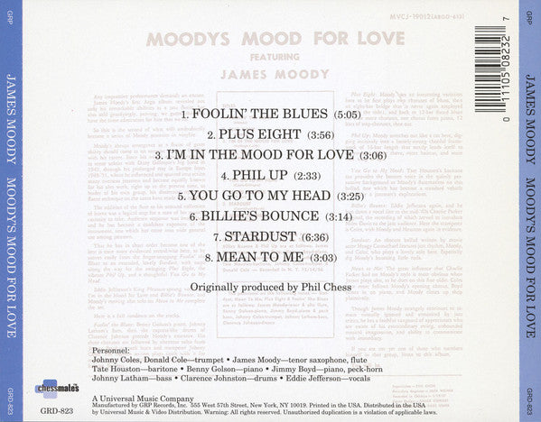 James Moody : Moody's Mood For Love (CD, Album, RE)