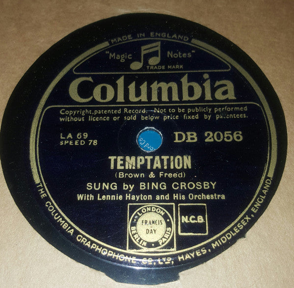 Bing Crosby : Temptation / Thanks (Shellac, 10")