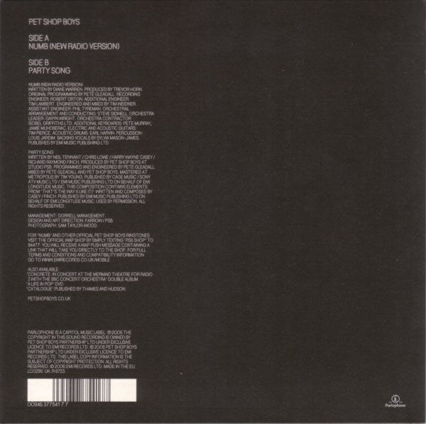 Pet Shop Boys : Numb (7", Single, Ltd)