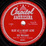 Tex Williams And His Western Caravan : Don't Telephone - Don't Telegraph (Tell A Woman) / Blue As A Heart Ache (Shellac, 10", Scr)