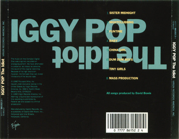 Iggy Pop : The Idiot (CD, Album, RE)