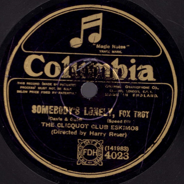 Clicquot Club Eskimos : Somebody's Lonely / Lonesome And Sorry (Shellac, 10")