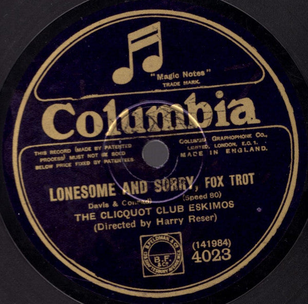 Clicquot Club Eskimos : Somebody's Lonely / Lonesome And Sorry (Shellac, 10")