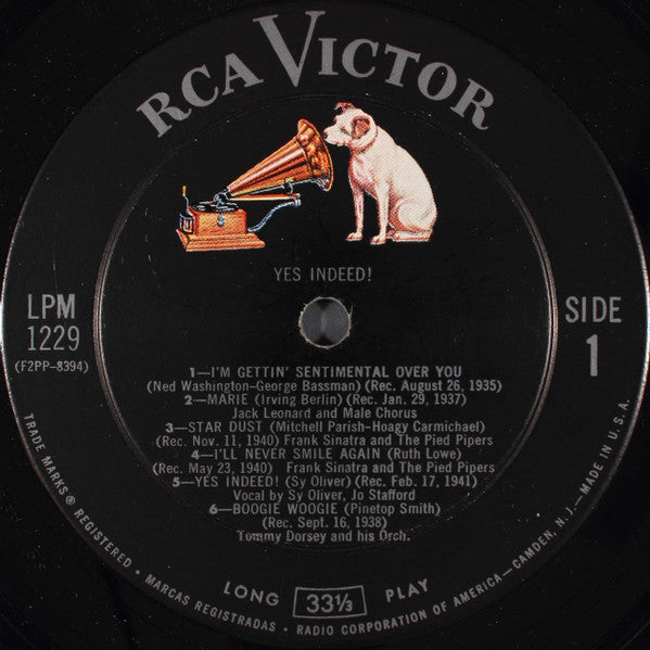 Tommy Dorsey And His Orchestra : Yes Indeed! (LP, Comp, Mono, Ind)