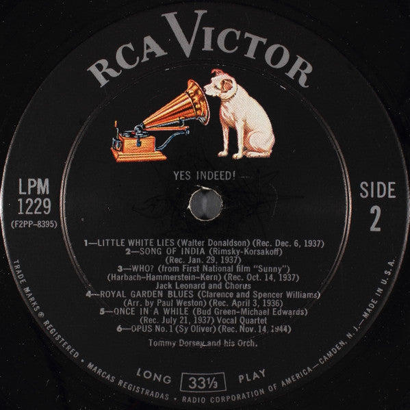 Tommy Dorsey And His Orchestra : Yes Indeed! (LP, Comp, Mono, Ind)