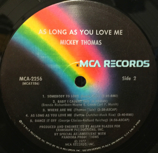 Mickey Thomas : As Long As You Love Me (LP, Album, Pin)