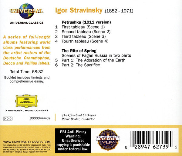 Igor Stravinsky, The Cleveland Orchestra, Pierre Boulez : Petrushka - The Rite Of Spring (CD, Comp)