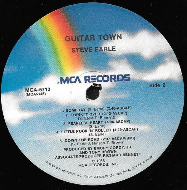 Steve Earle : Guitar Town (LP, Album, Pin)