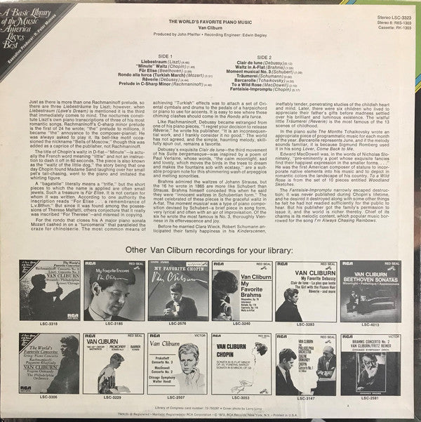 Van Cliburn : The World's Favorite Piano Music (LP, Album, Ind)