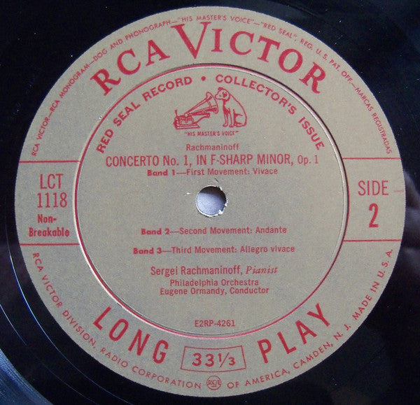 Sergei Vasilyevich Rachmaninoff, Leopold Stokowski, Eugene Ormandy, The Philadelphia Orchestra : Rhapsody On A Theme Of Paganini Op. 43 & Concerto No. 1 In F-Sharp Minor Op. 1 (LP)
