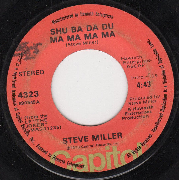 Steve Miller : Shu Ba Da Du Ma Ma Ma Ma / Rock'n Me (7", Single, Jac)
