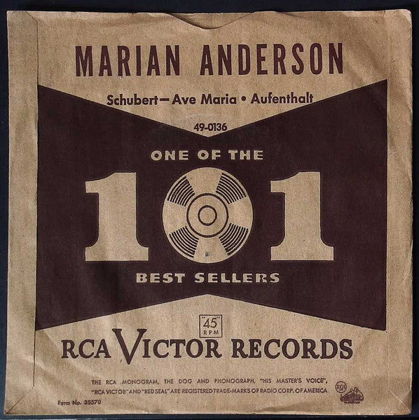 Marian Anderson : Ave Maria / Aufenthalt (7", Red)