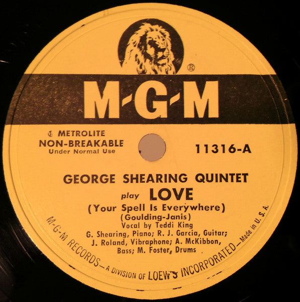 The George Shearing Quintet : Love (Your Spell Is Everywhere) / It's Easy To Remember (10")
