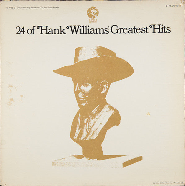 Hank Williams : 24 Of Hank Williams' Greatest Hits (2xLP, Comp, Promo)