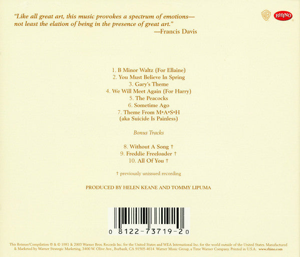 Bill Evans : You Must Believe In Spring (CD, Album, RE, RM)