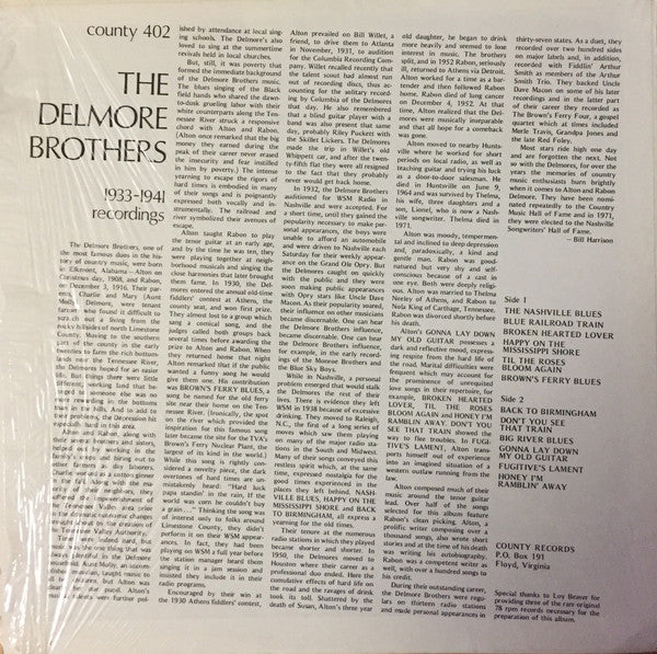 The Delmore Brothers : Brown's Ferry Blues 1933-41 Recordings (LP, Album, Comp)