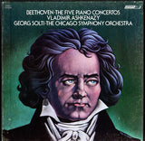 Ludwig van Beethoven - Vladimir Ashkenazy, Georg Solti, Chicago Symphony Orchestra : The Five Piano Concertos (4xLP + Box)