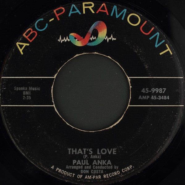 Paul Anka : (All Of A Sudden) My Heart Sings (7", Single)