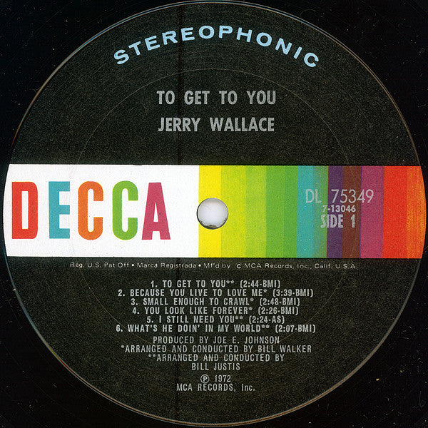 Jerry Wallace : To Get To You (LP, Album, CP)