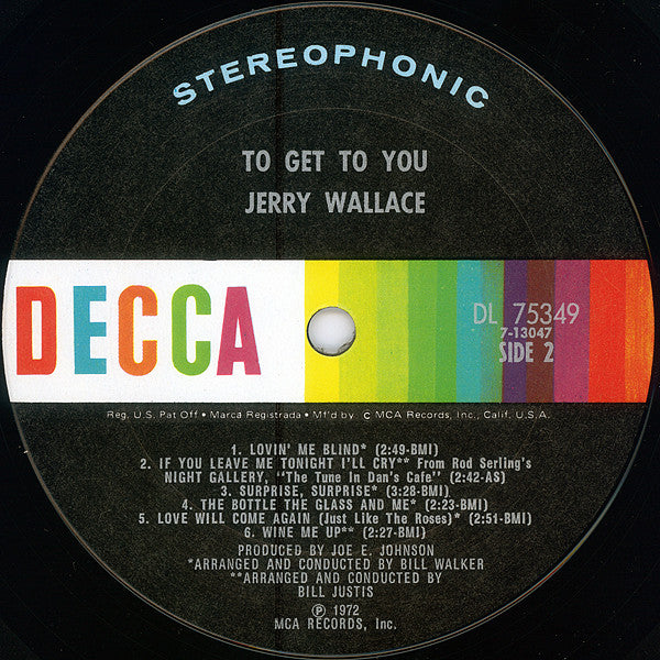 Jerry Wallace : To Get To You (LP, Album, CP)