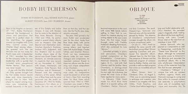 Bobby Hutcherson : Oblique (CD, Album, RE, RM)