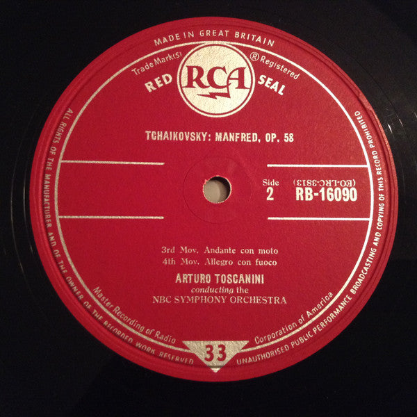 Pyotr Ilyich Tchaikovsky, Arturo Toscanini, NBC Symphony Orchestra : Manfred Op. 58 (LP, Album, Mono, RE)