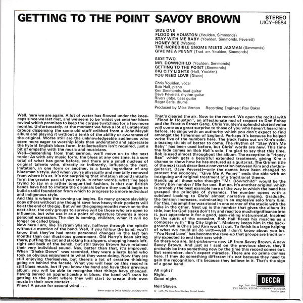 Savoy Brown : Getting To The Point (CD, Album, Ltd, RE, RM, Pap)