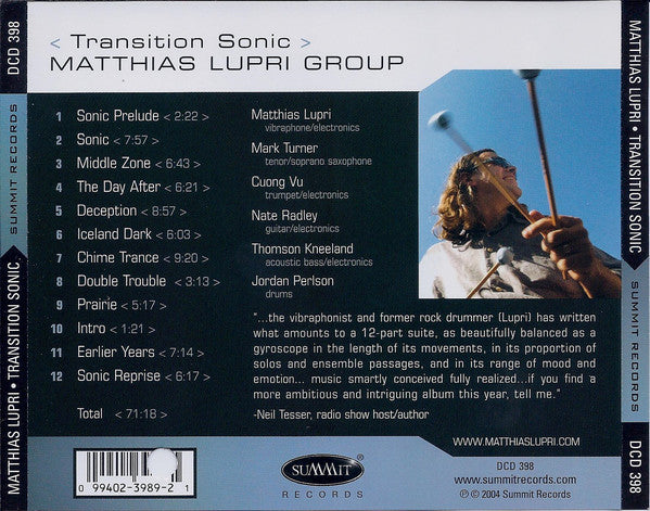 Matthias Lupri Group With Cuong Vu / Mark Turner (2) : Transition Sonic (CD, Album)