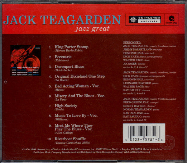 Jack Teagarden : Jazz Great (CD)