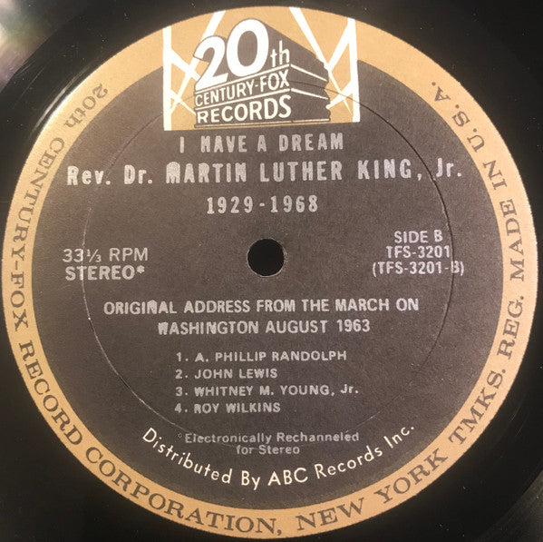 The Rev.Dr. Martin Luther King,Jr.* : I Have A Dream 1929-1968 - The Original Address From The March On Washington August 28, 1963 (LP, Album)