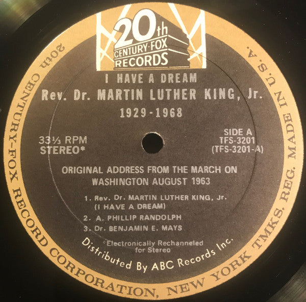 The Rev.Dr. Martin Luther King,Jr.* : I Have A Dream 1929-1968 - The Original Address From The March On Washington August 28, 1963 (LP, Album)
