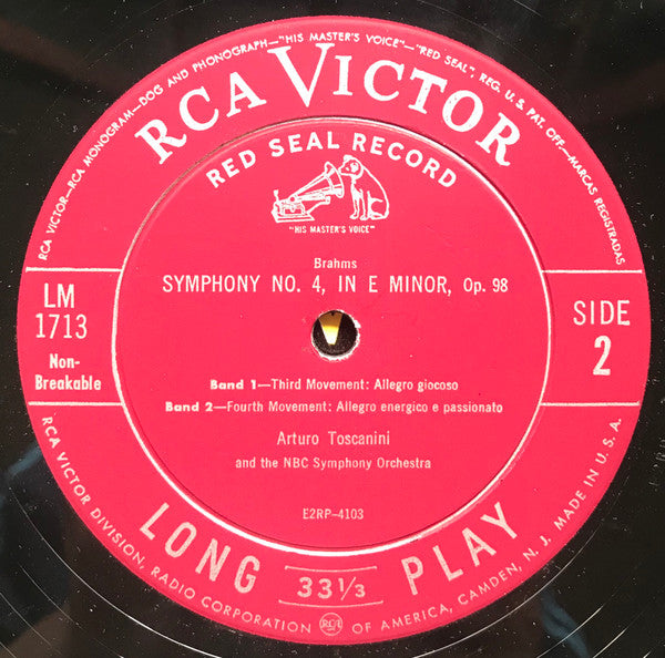 Brahms* - Toscanini* And The NBC Symphony Orchestra : Symphony No. 4 (LP, Album, Mono)