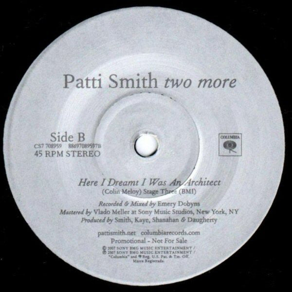 Patti Smith : Two More (7", Single, Promo)