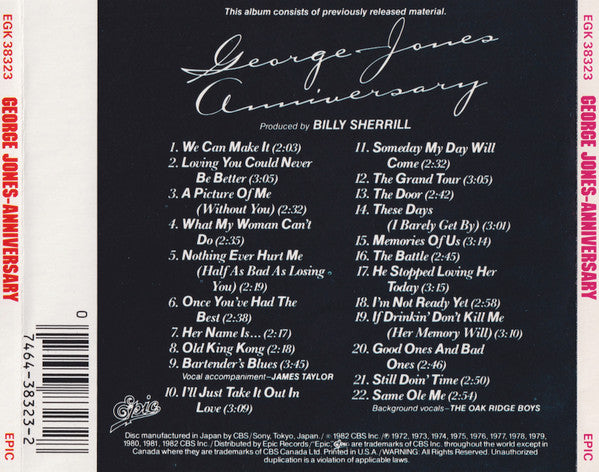 George Jones (2) : Anniversary - Ten Years Of Hits (CD, Comp)