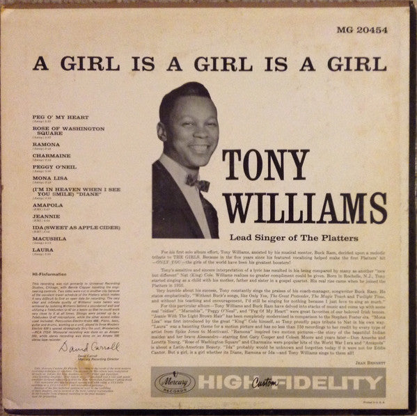 Tony Williams (2) : A Girl Is A Girl Is A Girl (LP, Mono)