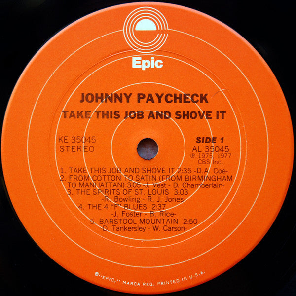 Johnny Paycheck : Take This Job And Shove It (LP, Album, Ter)