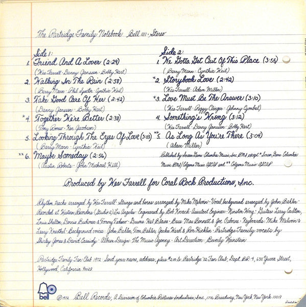 The Partridge Family Starring Shirley Jones (2) Featuring David Cassidy : The Partridge Family Notebook (LP, Album, Bes)
